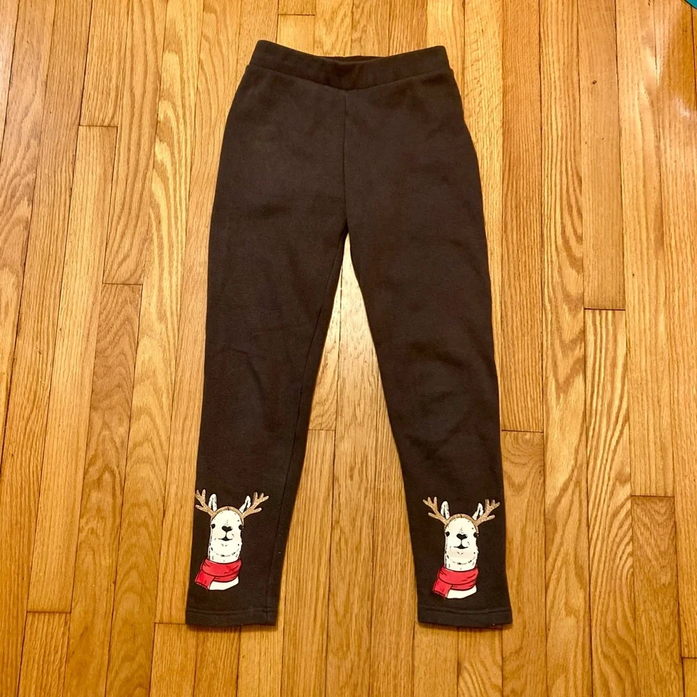 Old Navy Holiday Llama Fleece Lined Leggings Girls 14